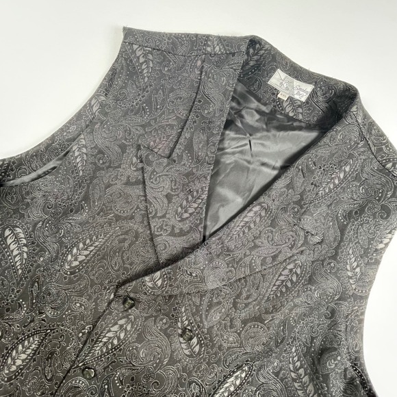 Vintage Smoky Joe's Vest‎ XXL Brocade Paisley Double Breasted Black Party